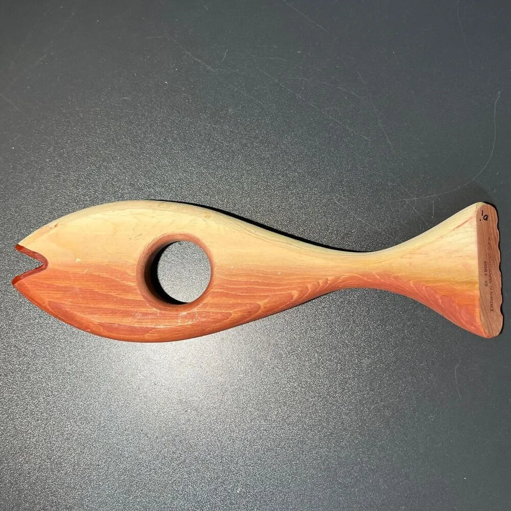 VTG‎ 1993 Dunn's Woodworks Fish Wine Bottle Balance Holder Bass Barware
